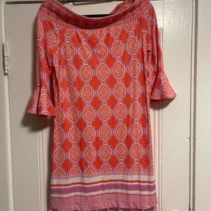 Cabana Life Coral and Pink Geometric Dress